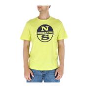 Gele Print Heren T-Shirt North Sails , Yellow , Heren