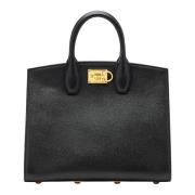 Studio Zwarte Graankalfsleren Handtas Salvatore Ferragamo , Black , Da...