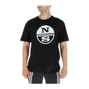 Zwart Bedrukt Kortemouw T-shirt North Sails , Black , Heren