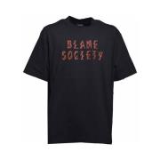 Zwart Label T-shirt met Blame Society Print 44 Label Group , Black , H...