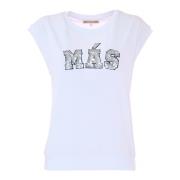 Katoenen T-shirt met pailletten Kocca , White , Dames