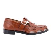 Bruine Leren Loafers met Verstelbare Band College , Brown , Heren