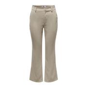 Beige Broek met Rits en Knopen Jacqueline de Yong , Beige , Dames