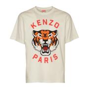 Lucky Tiger Oversize T-Shirt Kenzo , Beige , Heren