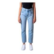 Blauwe versleten katoenen jeans Levi's , Blue , Dames