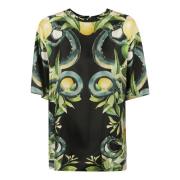 Zijden satijnen T-shirt Roberto Cavalli , Black , Dames