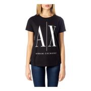 Gedrukt T-shirt met Korte Mouwen voor Dames Armani Exchange , Black , ...