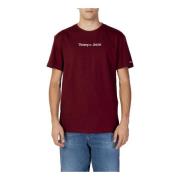 Bordeaux Print T-Shirt voor Heren Tommy Jeans , Red , Heren