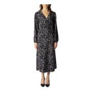 Zwarte Print V-Hals Jurk Only , Black , Dames