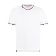 Wit Katoenen T-Shirt met Ribboorden Thom Browne , White , Heren