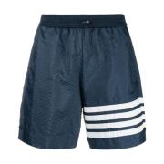 Blauwe Ripstop Shorts met Reflecterende 4-Bar Print Thom Browne , Blue...