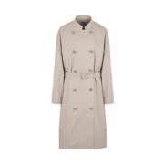 Lichtgrijze Dubbelbreasted Trenchcoat Prada , Beige , Dames