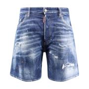 Blauwe Shorts met Verfvlekken Dsquared2 , Blue , Heren