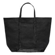 Zwarte Pailletten Linnen Shopper Vanessa Bruno , Black , Dames