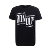 Zwart Crew-neck T-shirt met Contrasterend Logo Dondup , Black , Heren