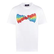 Katoenen Crew-Neck T-Shirt Dsquared2 , White , Heren