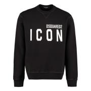 Logo Print Katoenen Sweatshirt Dsquared2 , Black , Heren