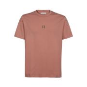 Geribbelde katoenen T-shirt Les Deux , Pink , Heren