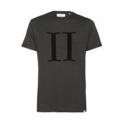 Logo Print T-Shirt met Tricolor Detail Les Deux , Brown , Heren