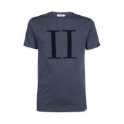 Katoenen Crew-Neck T-Shirt met Bouclé Detail Les Deux , Blue , Heren