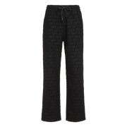 Bouclé Gebreide Broek Off White , Black , Heren