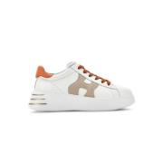 Rebel Witte Leren Sneakers met Beige Suède H Detail Hogan , White , He...