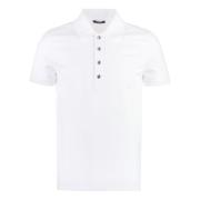 Gebreid katoenen poloshirt met ribboord Balmain , White , Heren