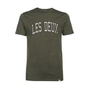 Geribbelde katoenen T-shirt Les Deux , Gray , Heren