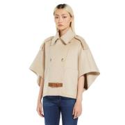 Cashmere Double-Breasted Cape met Militaire Details Max Mara , Beige ,...