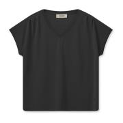 Klassieke V-Hals T-shirt in Zwart MOS Mosh , Black , Dames