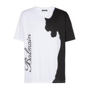 Tijgerprint T-shirt met korte mouwen Balmain , White , Heren
