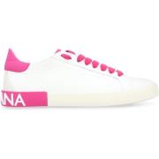 Leren sneakers met contrasterende hiel Dolce & Gabbana , White , Dames