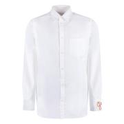 Katoenen Shirt met Zijdelingse Spleten Golden Goose , White , Heren