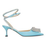 Satin Slingback Pumps met Rhinestone Decoratie Mach & Mach , Blue , Da...