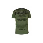 Khaki Korte Mouw T-Shirt met Bedrukte Inschriften Dsquared2 , Green , ...