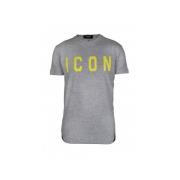 Grijze Katoenen T-shirt met Icon Logo Dsquared2 , Gray , Heren