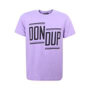 Paars Crew-neck T-shirt met Contrasterend Logo Dondup , Purple , Heren