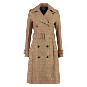 Katoenmix trenchcoat met leren details Versace , Beige , Dames