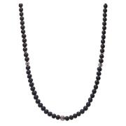 Beaded Necklace with Matte Onyx and Silver Nialaya , Black , Heren