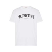 Heren College Logo T-Shirt Valentino , White , Heren