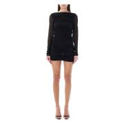 Zwarte Mini Jurk met Stretch Pasvorm Andamane , Black , Dames