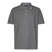 Grijze Melange Polo Shirt met Geborduurd Logo Balmain , Gray , Heren