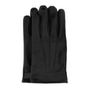 Stijlvolle Zwarte Leren Handschoenen Alexander McQueen , Black , Heren