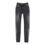 Straight Cut Jeans met Vintage Wassing Palm Angels , Gray , Dames