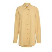 Lange mouwen shirt met kraag en borstzak Gestuz , Yellow , Dames