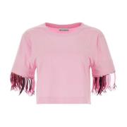 Roze Katoenen T-shirt Paco Rabanne , Pink , Dames