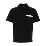 Zwart Piquet Polo Shirt Palm Angels , Black , Heren