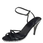 Pre-owned Satin sandals Chanel Vintage , Black , Dames