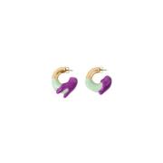 Gouden rubberen oorbellen met gegraveerd logo Sunnei , Purple , Dames