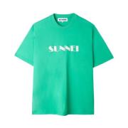 Emerald Groen Logo T-Shirt Sunnei , Green , Heren